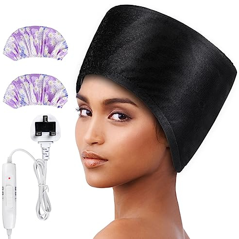 Hair Steamer,Totofac Electric Hair Care Hat Heating Cap with 2 Mode Temperature Control for Hair Spa Home Thermal Treatment Beauty Steamer Cap (Black)