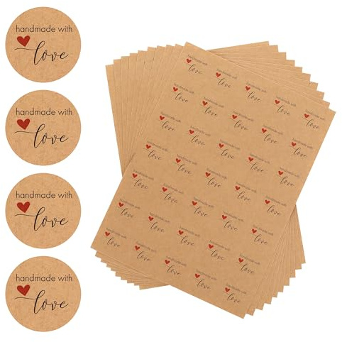 Nordstern® Etiquetas de papel kraft Hecho a mano con amor – Paquete de 525