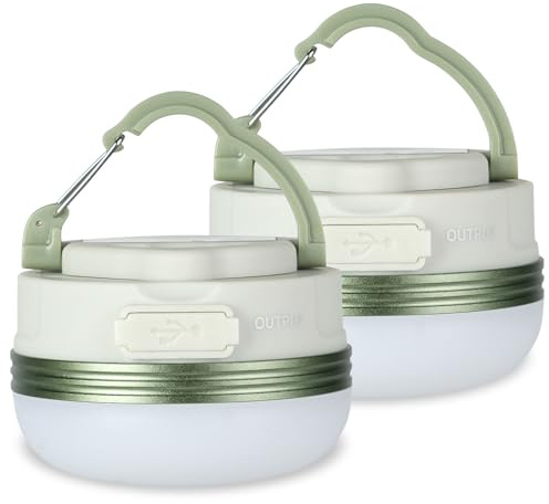 Flintronic Campinglampor, 2 st., LED-campinglykta, USB-laddbar med powerbank på 1 800 mAh, med 4 lägen, inkl. SOS-ljusläge, bärbar och praktisk, nödfallsset för friluftsliv, vandring och camping