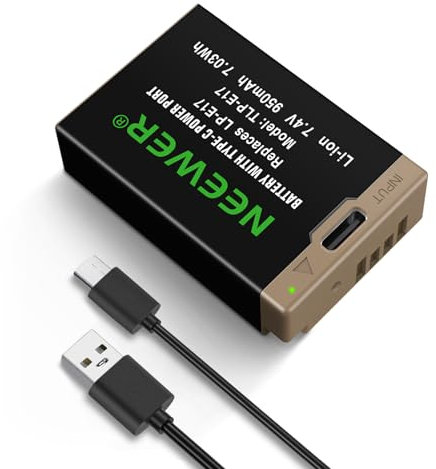 NEEWER LP-E17 Kamera Ersatzakku 950mAh Battery für Canon EOS R50 R8 RP R10 R100, 2,3 Std. volle Akku Ladung mit USB Typ C Schnellladung für Canon M6 II M5 M3 77D T6i 750D T6s 760D T7i 800D T8i 850D
