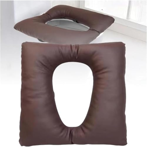 OXFUZZ Toilet Chair Anti-Bedsore Cushions, PU Shower Chair Seat Pad Thick Cotton Soft Pad For Bedside Commode Seat Toilet Chair Waterproof Shower Seat Wheelchair For Elderl brown-42 * 42 * 8 CM