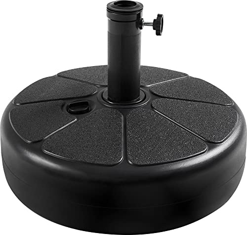 Yaheetech Base para Sombrilla Redonda Pie para Sombrilla de 38mm/48mm Soporte Parasol Plástico Rellenable de Arena 36kg y Agua 22L para Patio Jardín Terraza Exterior Negro 46x46x33 cm