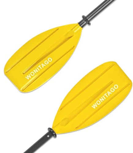 WONITAGO Kayak Paddles for Kid with Aluminum Shaft and PP Blade, Floating Kayaking Oars for Youth and Junior, Adjustable 163-183cm/64-72 Inches, Yellow