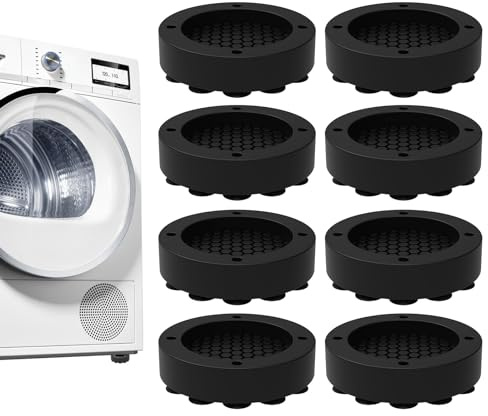 8 stycken tvättmaskinsfötter dynor antivibrationsmatta tvättmaskin fötter halkfri matta tvättmaskin vibrationsdämpare tvättmaskin för tvättmaskin torktumlare kylskåp bord (svart)