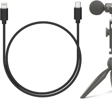 Geekria för Creators mikrofonkabel Micro USB till Lightning 3,3 ft / 100 cm, kompatibel med Shure MV88+, MV5, MVi, ersättningskabel (svart)