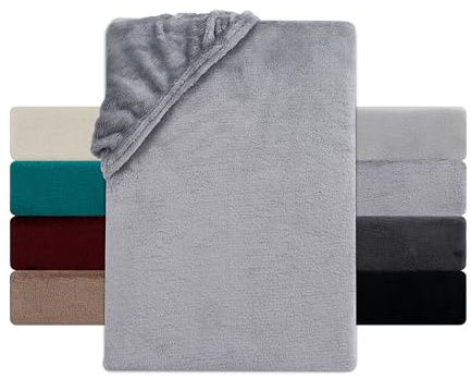 Premium Cashmere Touch Bettlaken Spannbettlaken, Matratzenhöhe bis 24 cm, Spannbetttuch extra Dick 190 g/m², Oeko-TEX 100 Zertifiziert, 180x200-200x200 cm grau