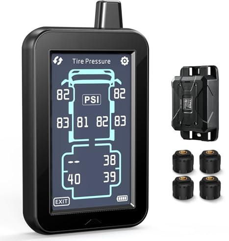 GUTA RV Tire Pressure Monitoring System, Tire Pressure Monitor System with 4.3 Touchscreen Color LCD Display, TPMS with 4 Sensors & 6 Alarm Modes, Signal Booster, 0-188PSI for RV/Trailer/5th Wheel