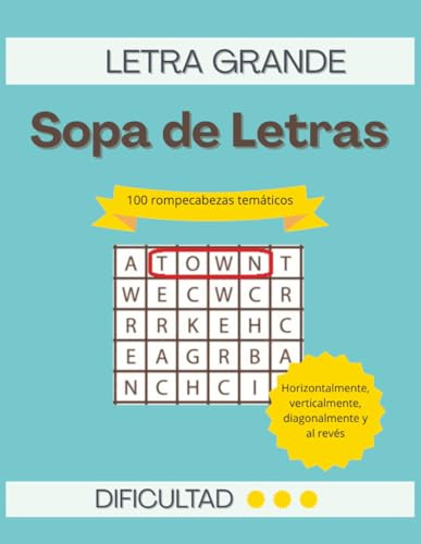 100 Rompecabezas para Estimular la Mente: De Fácil a Difícil | Letra Grande para Adultos y Personas Mayores: Divertidas y Relajantes Sopa de Letras: ... y Fantasía (Word search book for grown ups)