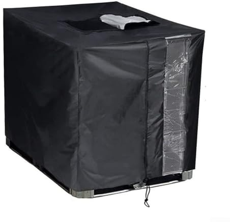 IBC Vattentank skyddskåpa 420D Oxford solskydd regn hink huva med transparent fönster för 300L 600L 800L 1000L tygväska silver (600L)