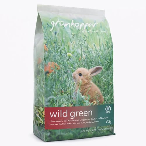 grünhopper wild green 5 kg kaninmat, spannmålsfri, med vilda örter, bark och rötter