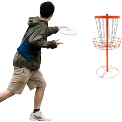Disc Golf Basket 52in Portable Target Orange | 24-Chain | Durable Iron