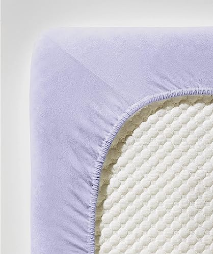 fleuresse Comfort Spannbettlaken (96 % Baumwolle, 4 % Elasthan), mit Rumdumgummizug, Ökotex Standard 100, für Matratzen bis 26 cm Höhe, 90 - 100 x 200 - 220 cm, helllavendel