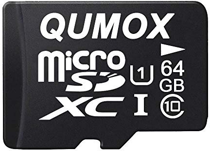 Qumox 64Gb Tarjeta Micro Sd de Memoria de Clase 10 Uhs-I , Velocidad de Escribir 20 Mb /S, Velocidad de Lectura Hasta 40 Mb /S