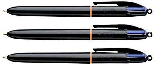 BIC Vierfarbkugelschreiber 4 Colours(TM), Schaft schwarz, Mine nach ISO 12757-2