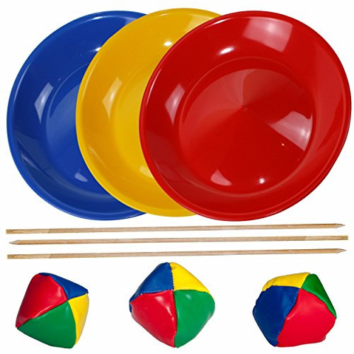 SCHWABMARKEN Jonglierteller/Jonglierset mit 3 Jongliertellern 3 Stäben und 3 Jonglierbällen
