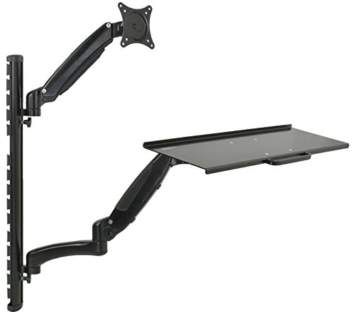 VIVO Black Sit-Stand Wall Mount Counterbalance Height Adjustable Monitor and Keyboard Workstation for Screens up to 27 inches STAND-SIT1K…