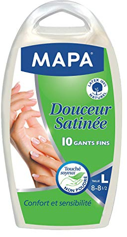 Mapa Douceur Satiné hushållshandskar låda med 10 handskar, storlek 8/L