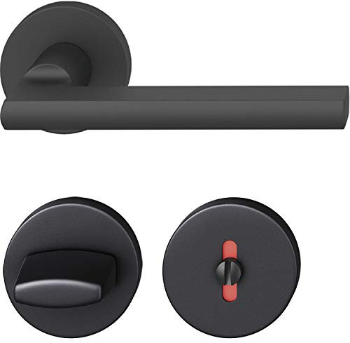 FSB Drückergarnitur 12 1035 ASL auf Rosette WC DIN, schwarz matt