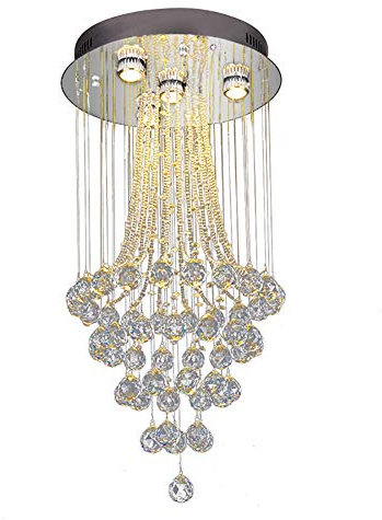 Edificio Duplex Scala Rotante Villa Soggiorno Scale,Moderno Semplice Illuminazione A Ciondolo Lungo,Luci Lampadari Di Cristallo Cavo Gu10,Luce Appesa-Lampada di cristallo a filo sospeso 40cm di diamet