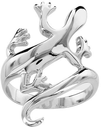 1001 Bijoux Bague argent rhodié (Argent 925‰ + protection Rhodium) salamandre + écrin (offert) + Certificat d'Authenticité Argent 925‰ - tour de doigt 54