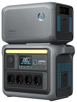 Anker SOLIX C1000 Tragbare Powerstation mit BP1000 Erweiterungsakku, 1800W Solargenerator, Aufladung in 58 Min., 2112Wh LiFePO4-Akku für Outdoor, Camping und Stromreserve Zuhause (Solarpanel optional)