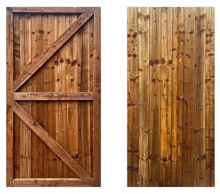 Beds Planet Garden Gate, Pedestrian Wooden Gate Pressure Treated, Wooden Feather Edge Garden Door 6ft Height 2 Feet Width 2 inches Depth (180cm High x 83cm Wide x 6cm Deep)