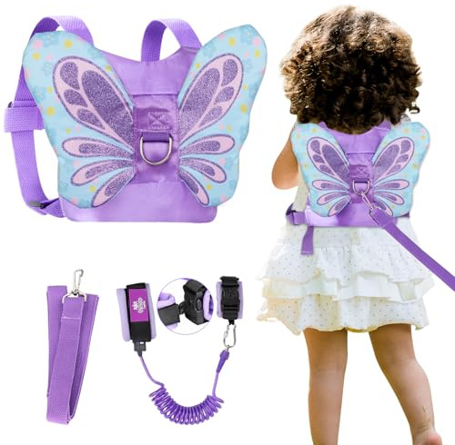 Lehoo Castle Toddler Reins, 4 in 1 Baby Reins Walking Harness Butterfly, Reins for Toddler with Anti Lost Wrist Link, Toddler Harness for Walking 1-3 Years