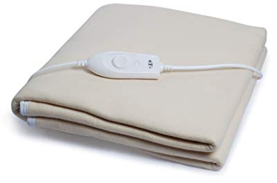 Saini_MEDICOS Calentador eléctrico de cama – cobija eléctrica – Tamaño de cama individual (150 x 80 cm) con 3 ajustes de calor y doble función de seguridad con protección contra el calor