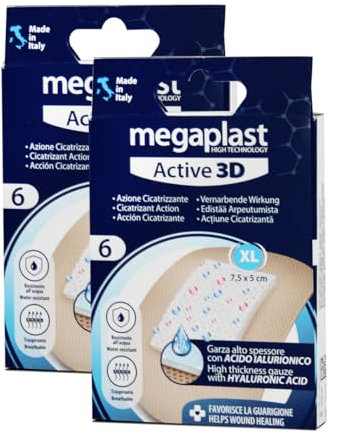 Juego de 12 Apósitos 3D XL con acción curativa activa, Apósito adhesivo impermeables para heridas más grandes, Ablandador con adhesión fuerte - Formato 7.5 x 5 cm- JUANIO -