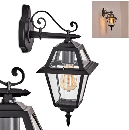 HOFSTEIN utomhusvägglampa Fornelos, utomhusvägglampa av metall/glas i svart/berber/klar, utomhusvägglampa i vintage/antik/lantlig design, trädgård, uteplats, patio, innergård, E27, IP44