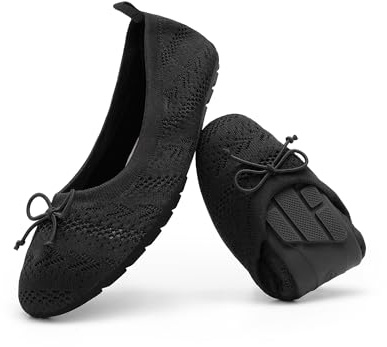 DREAM PAIRS Ballerines Femme Légères Chaussures Plates pour Femmes Confortable Respirant Pliable,Size 38.5,Noir,DWUMFA2502