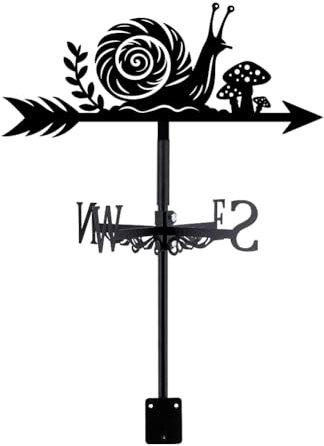 SUPERDANT Veleta de metal con forma de seta caracol, hoja de caracol, veleta de metal negro, veleta de viento con forma de animal para granja, jardín, patio al aire libre