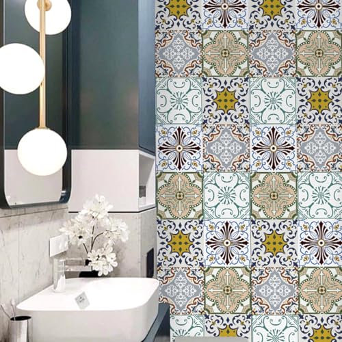 Tile Stickers Red Flowers Stick on Tiles PVC Peel and Stick Tiles Kitchen Waterproof Bathroom Decor Kitchen Tile Stickers Oil Proof DIY Self Adhesive Wall Tiles10 PC(10x10cm)