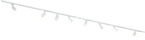 Qub Focus III - Sistema binario a LED a 1 fase, 400 cm, 8 lampadine GU10, sistema a binario 4 x 1 m, forma a I, faretto da soffitto bianco, espandibile e flessibile, compatibile con LED