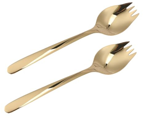 Generic 2 piezas Cubiertos de Acero Inoxidable Cucharas Multifunción para Ensalada Pasta y Postres Diseño Ligero y Portátil Apto para Lavavajillas para Hogar y Exteriores