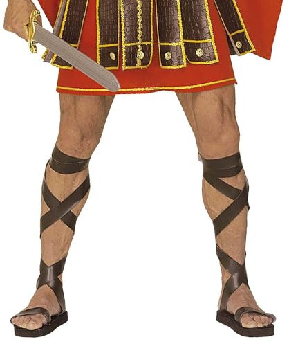 W WIDMANN MILANO Party Fashion - 1826R - Sandalias romanas de cuero sintético, marrón, zapatos de disfraz, fiesta temática, carnaval