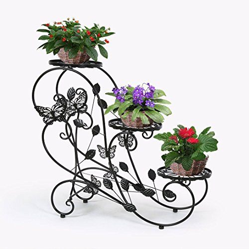 3 HLC maceteros de metal cultivadores escalera para flores, en forma de escalera