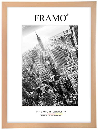 FRAMO Cadre photo en bois 40 x 54 cm sur mesure - Hêtre | Couleur/Taille sélectionnable | verre acrylique antireflet | Cadre pour Puzzle | Photos | affiche