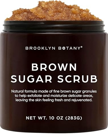Brooklyn Botany Gommage corporel au sucre brun - Gommage hydratant et exfoliant pour le corps, le visage, les mains et les pieds - Combat l'acné, les ridules et les rides, excellent cadeau pour homme