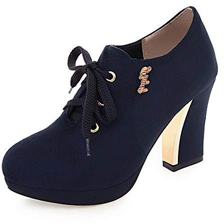 Onewus Escarpins tendance à lacets pour femme, bleu, 42 EU