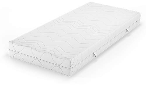 VitaliSpa Matelas en Mousse Froide, Blanc, 80x200cm | 20 cm de hauteur, avec housse amovible et surface de couchage à élasticité ponctuelle