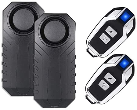 Lancoon Verbesserter Fahrrad Alarm 2 Packungen, 110dB Diebstahlsicherung Sensor Wasserdicht Für Motorrad Roller Anhänger E-Bike Türfenster