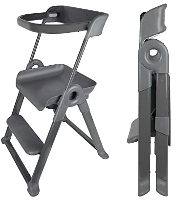 Boon Pivot Toddler Tower - Folding Toddler Step Stool for Bathroom Sink or Kitchen Countertop - Step Stool for Toddlers with CPC Certification - Gray - Ages 18 Months to 4 Years