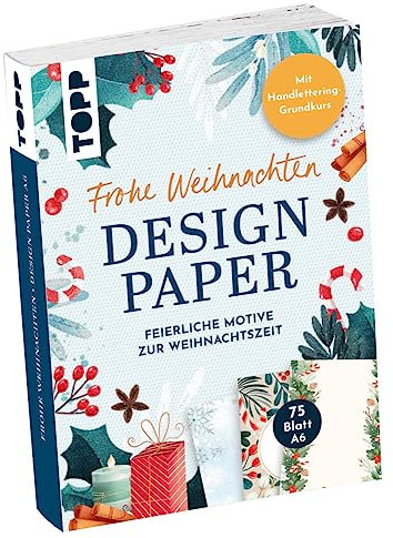 Design Paper A6: Frohe Weihnachten. Mit Handlettering-Grundkurs