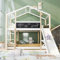 Baumhaus Kinderbett 90 x 200 mit 3 Treppe & Rutsche, Hochbett für 2 Kinder mit Rutsche und Lattenrost,Funktionsbett Hochbett Stockbett Jugendhochbett, Keine Matratze