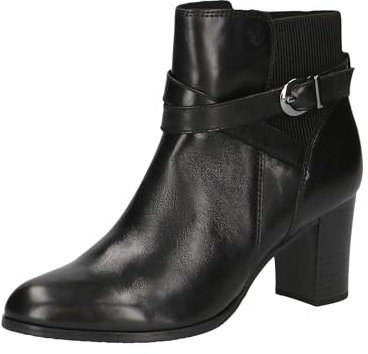 CAPRICE Damen Stiefeletten mit Absatz aus Leder mit Schnalle, Schwarz (Black Nappa), 37.5 EU