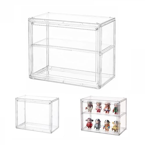 Dasellfa Vitrine Schaukasten Box Acryl Vitrine, Sammlervitrine mit Tür, Für Minifiguren, Figuren Vitrine Kleine, Action Figuren Spielzeug, Modellautos, Sammelfiguren (27*13*22cm)