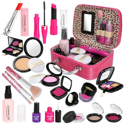 21 Stück Kinder Make-up Toy Kit für Mädchen, CestMall Girls spielen so tun, als ob waschbares Make-up Spielzeugset mit Kosmetiktasche sicher und ungiftig für Kinder spielen Spiel Halloween Weihnachten