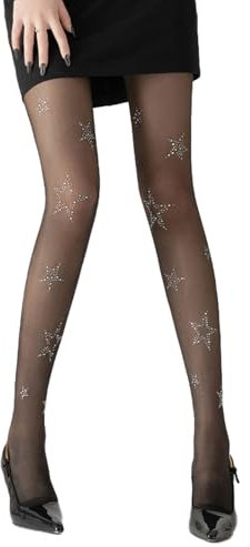 Riemann Glitzer-Strumpfhosen Damen, Nahtlos, Sternchen-Netz Negligé Strumpfhose Transparent, altruistisch für Damen und Mädchen