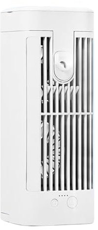 Portable Air Cooler with Ice Cooling, Mist Cooling, Dual-Engine Fan, 3-Speed Wind, Night Light, Top-Fill Water Tank, White